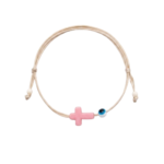 Pink Cross Beige Knotted Bracelet