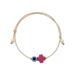 Fuchsia Cross Beige Knotted Bracelet