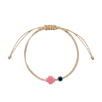 Fuchsia Cross Beige Simple Makrame Bracelet