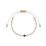 Hematite Black Cross Beige Makrame Bracelet