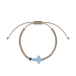 Cyan Cross Beige Makrame Bracelet