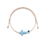 Cyan Cross Beige Knotted Bracelet