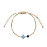 Blue Cross Beige Simple Makrame Bracelet