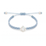 Mother Of Pearl Cross Blue Makrame Bracelet